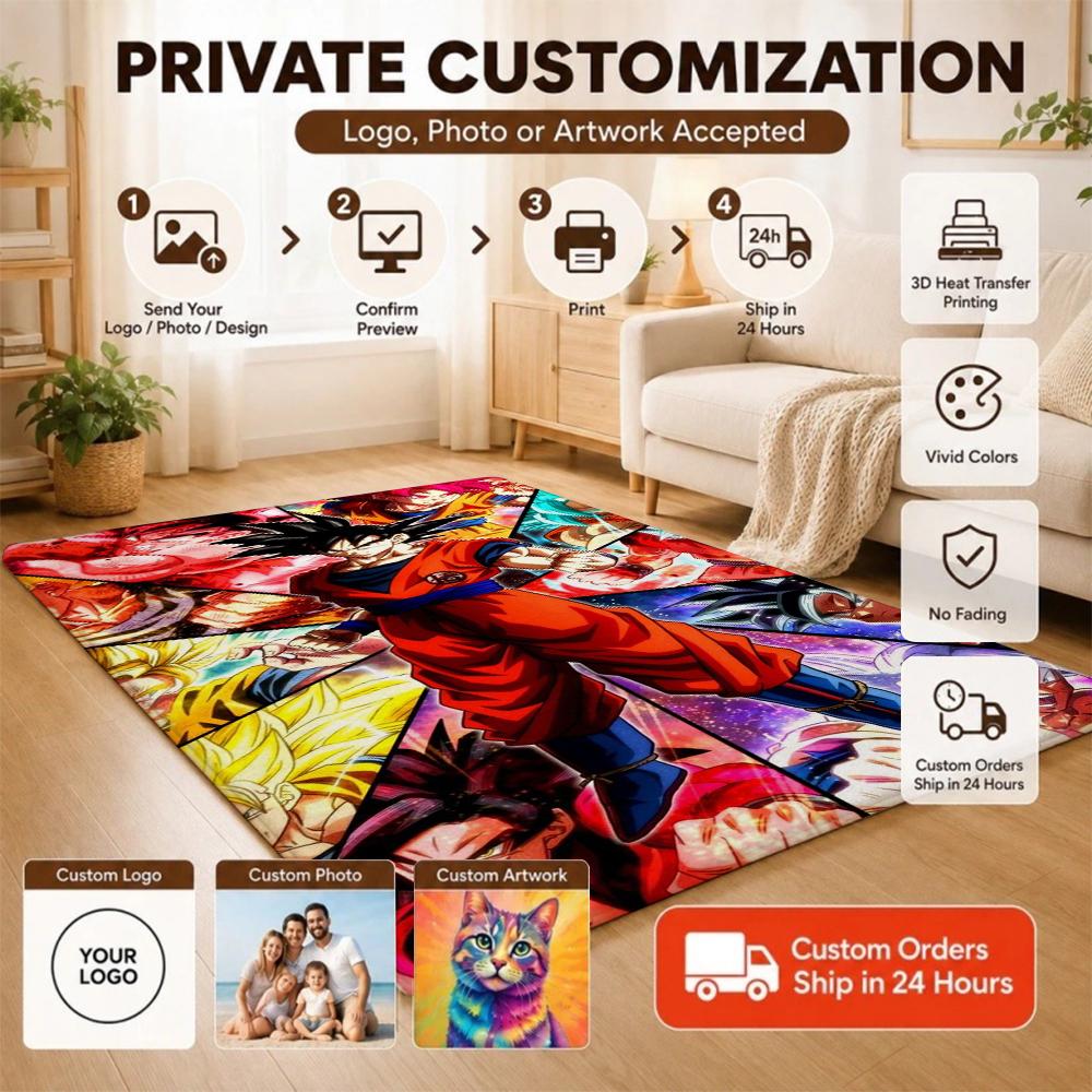 Goku'S Many Forms Printed Rug Nonslip Durable Carpet For Study Reading Area Home Party Decor Birthday Gift