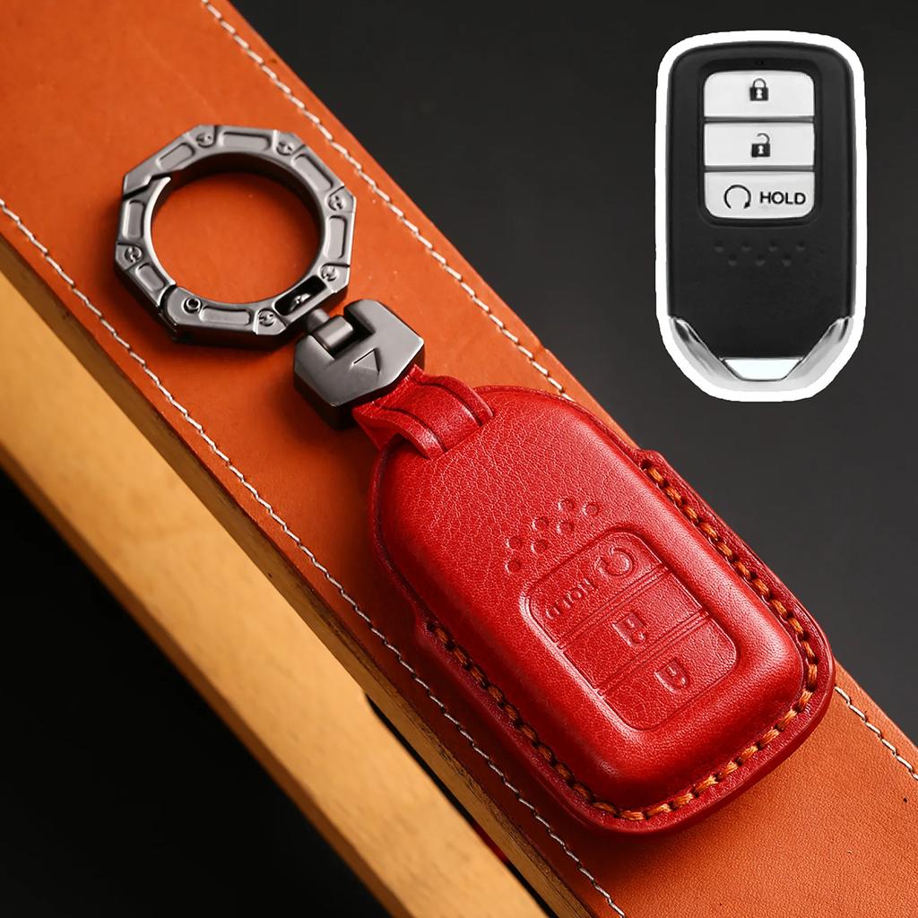 Leather Car Key Case Cover Shell For Honda Civic Accord Vezel Fit Crv Hrv Crz Hrv Polit Jazz Jade Stepwgn Elysion Pilot Odyssey