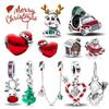 Copper Merry Christmas Tree Heart Charm Beads Fit Original Bracelet Pendant For Women Diy Jewelry Christmas Gifts