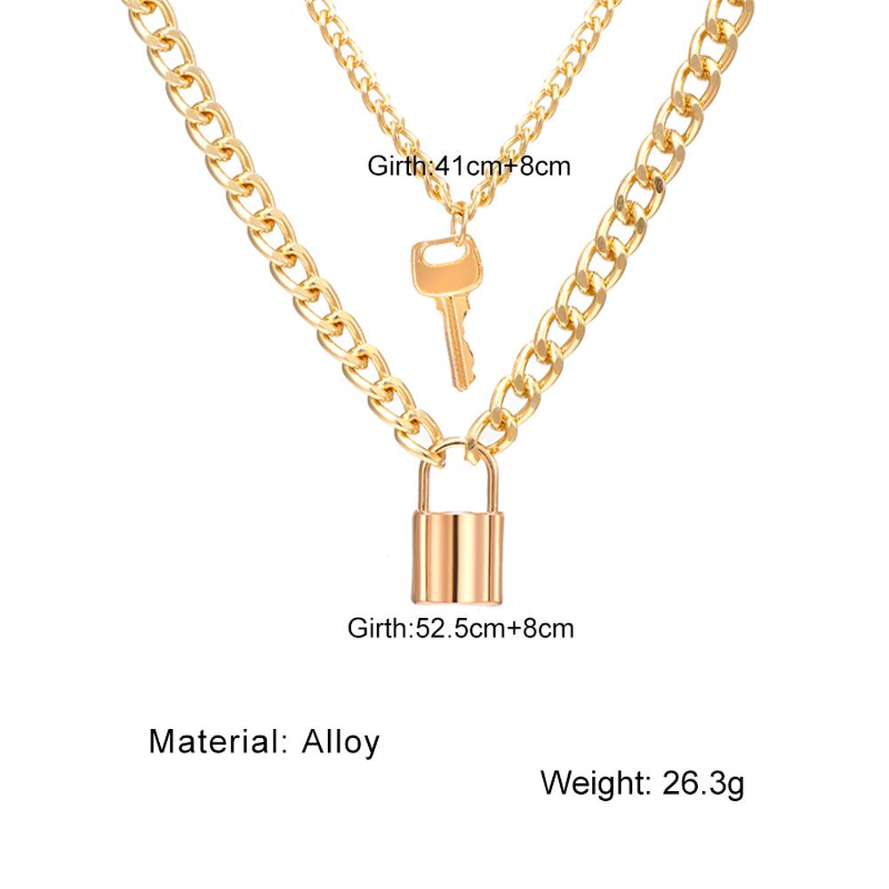 Gold Lock Key Pendant Necklace 