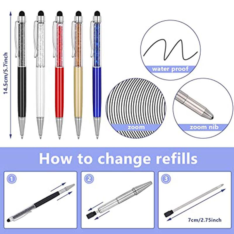 100Pcs/Lot 2 In 1 Crystal Metal Ballpoint Pen Fashion Creative With Stylus Touch Pen Free Custom Logo Name Website Address
