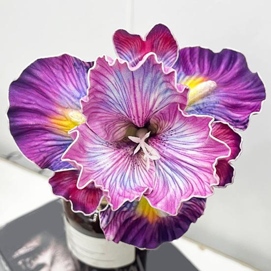 Flor de Íris Artificial de 18" Toque Real Buquê Falso com Botão de Flor para Centro de Mesa Doméstico Arranjo Floral para Casamento