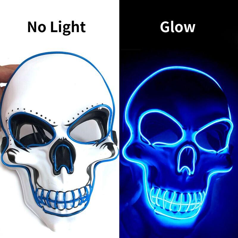 1Pcs Fashion Horror Halloween Skull Mask Led Light Cosplay Costume Cosplay Mask Halloween Party Supplies Halloween Party