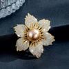 Simple Temperament Elegant Bauhinia Brooch Suit Pearl Women'S Brooch Full Diamond Flower Cardigan Accessories Pin