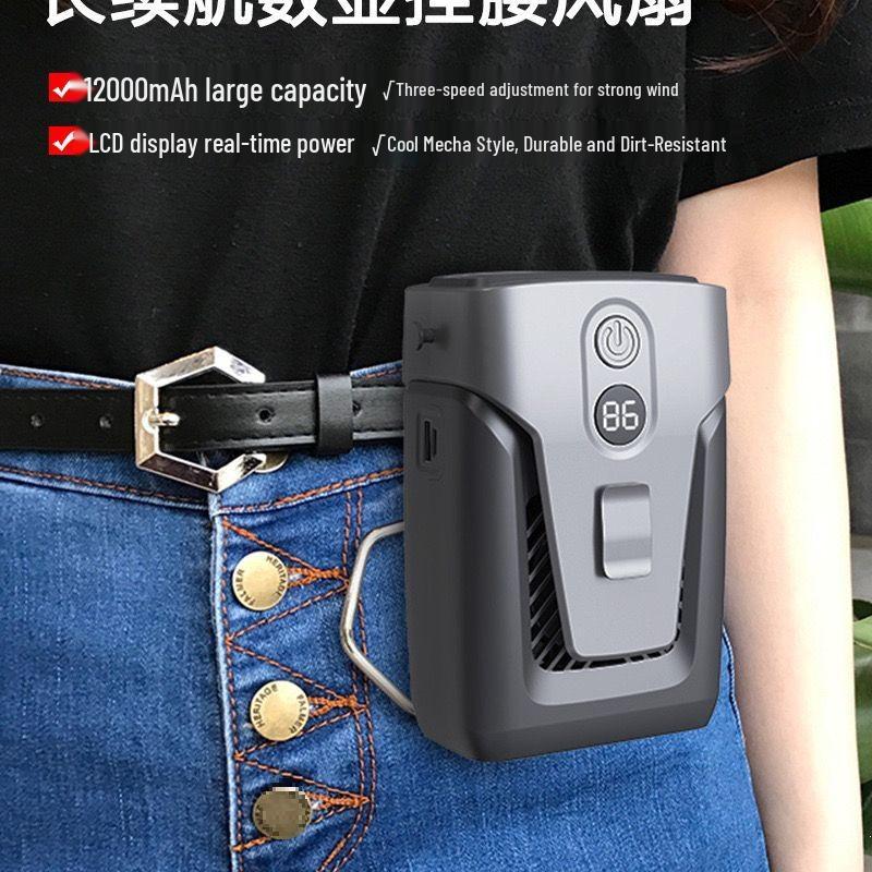 USB Rechargeable Portable Hanging Neck Fan - Strong Wind, Multi-functional, Large Capacity for Construction Sites. Includes Lanyard - Three Speed Levels