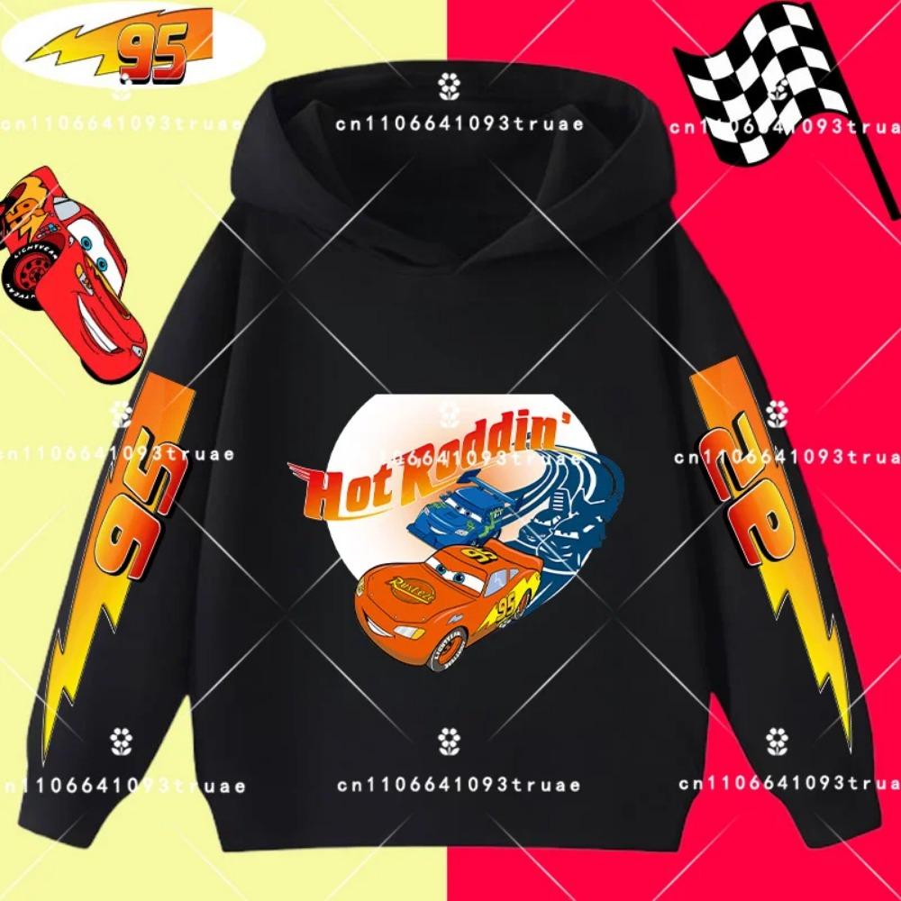 Cars Lightning McQueen Racing Children Hooded Sweatshirt Boy Girl Autumn Winter Daily Outdoor Vacation Casual Warm Sportswear