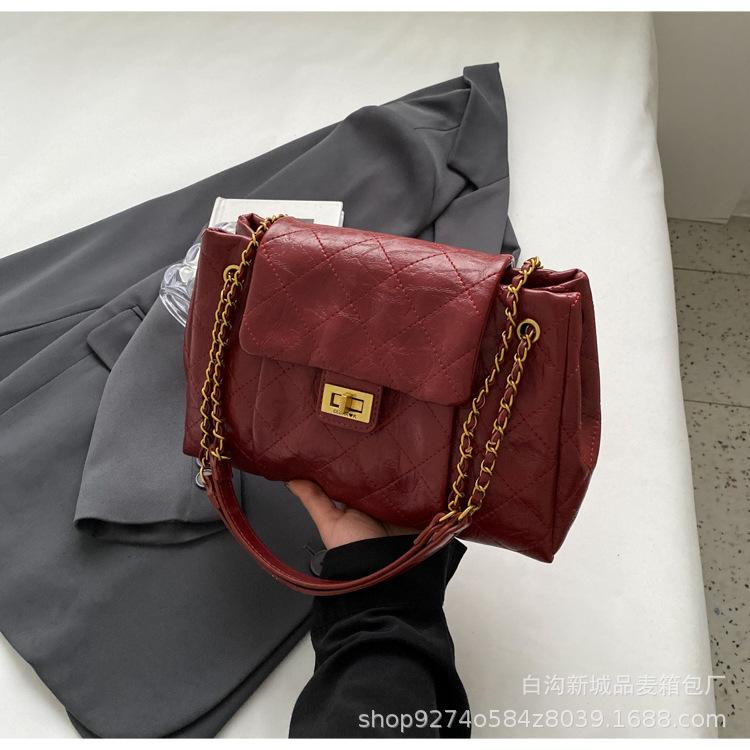 Niche High-end Big Bag 2025 New Trendy Versatile Large-capacity Diamond Chain Underarm Bag Shoulder Messenger Bag