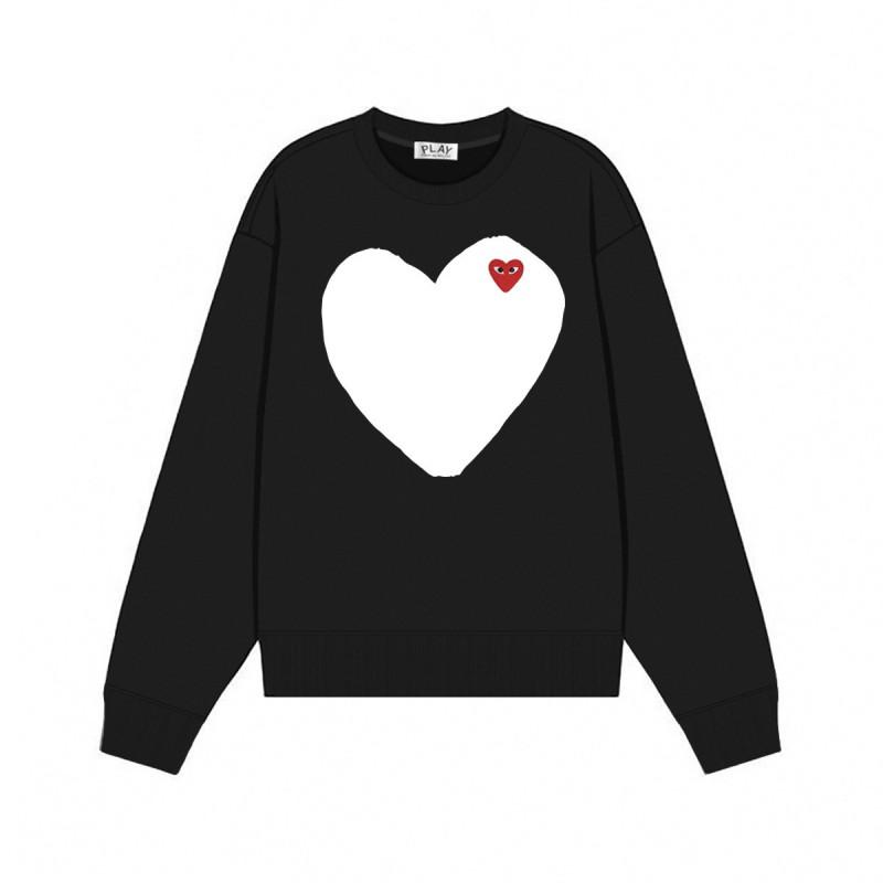 Relaxed Fit Cotton Sweatshirt With Heart Print Long Sleeve Crew Neck Fleece Lined Unisex Winter Casual Top