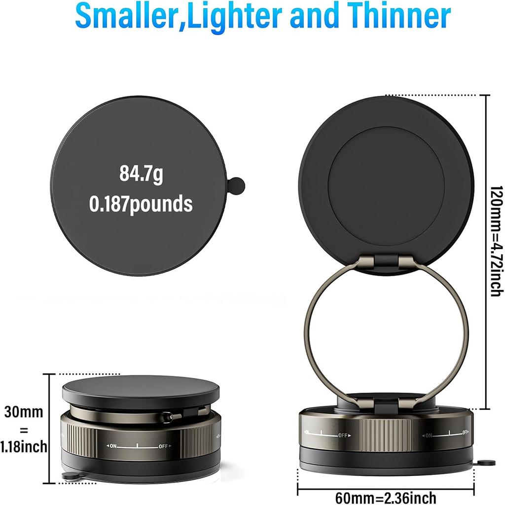 360° Foldable Vacuum Magnetic Phone Holder, Magnetic Car Phone Mount Hands-Free Suction Cup Phone Holder for Smooth Surface