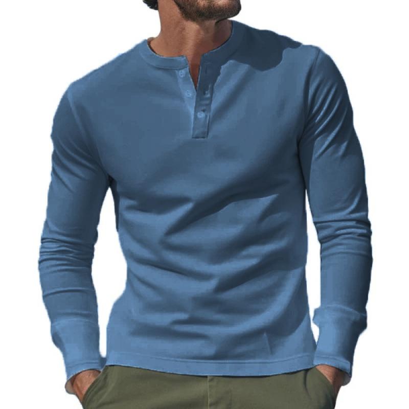 2024 New Spring And Autumn Men T-Shirt Leisure Sports Long Sleeve Men'S Clothing Base Shirt Henley Shirt Free Shipping