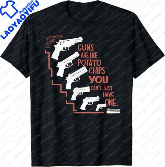 Gun Slogan Tshirt for Men with The Words Gun Collection and The Image of A Machine Gun on A Black Shortsleeved Shirt S