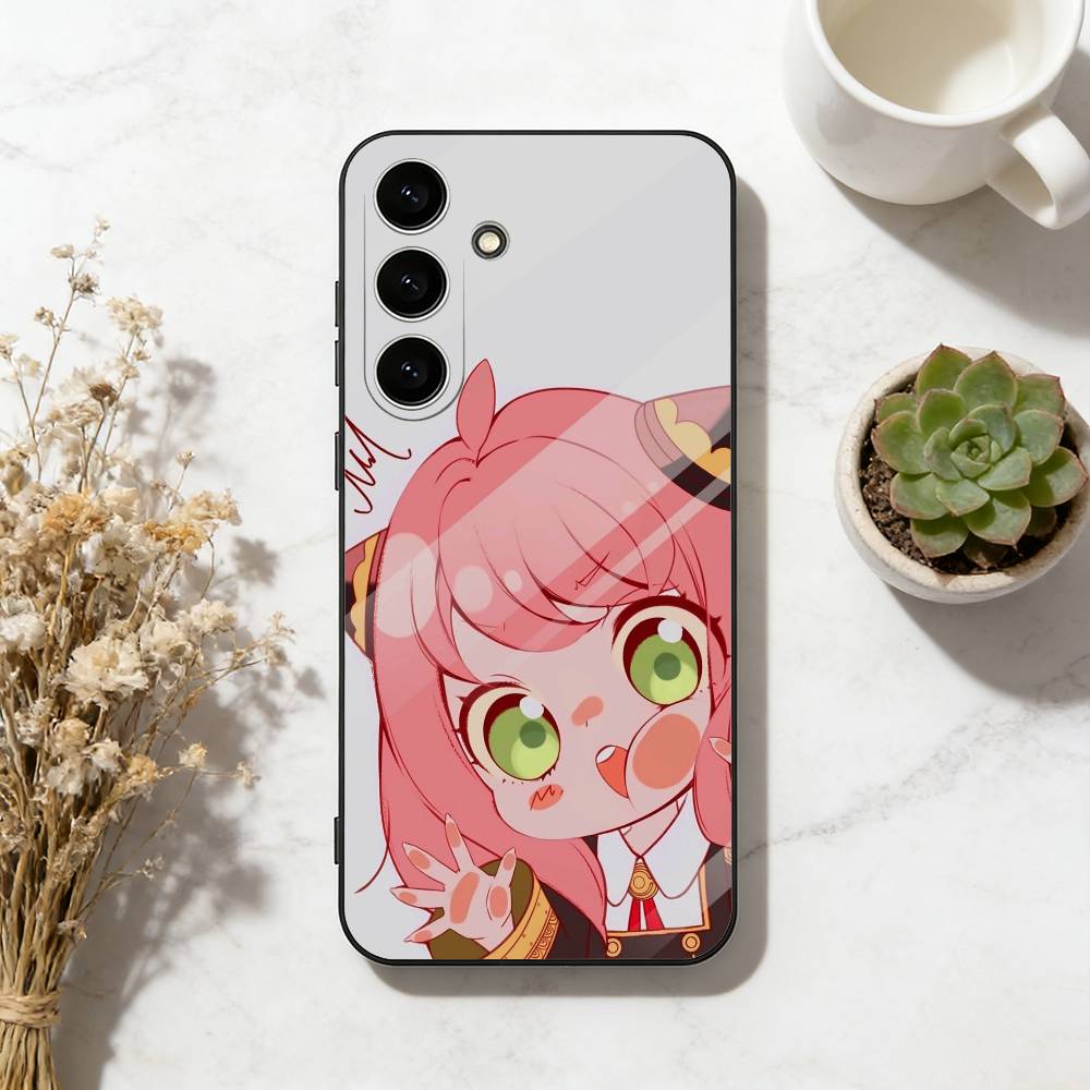 C-Cute Anya Chibi Style Phone Case For Samsung Galaxy A73,A72,A71,A70,A53,A52,A51,Soft Black Shell