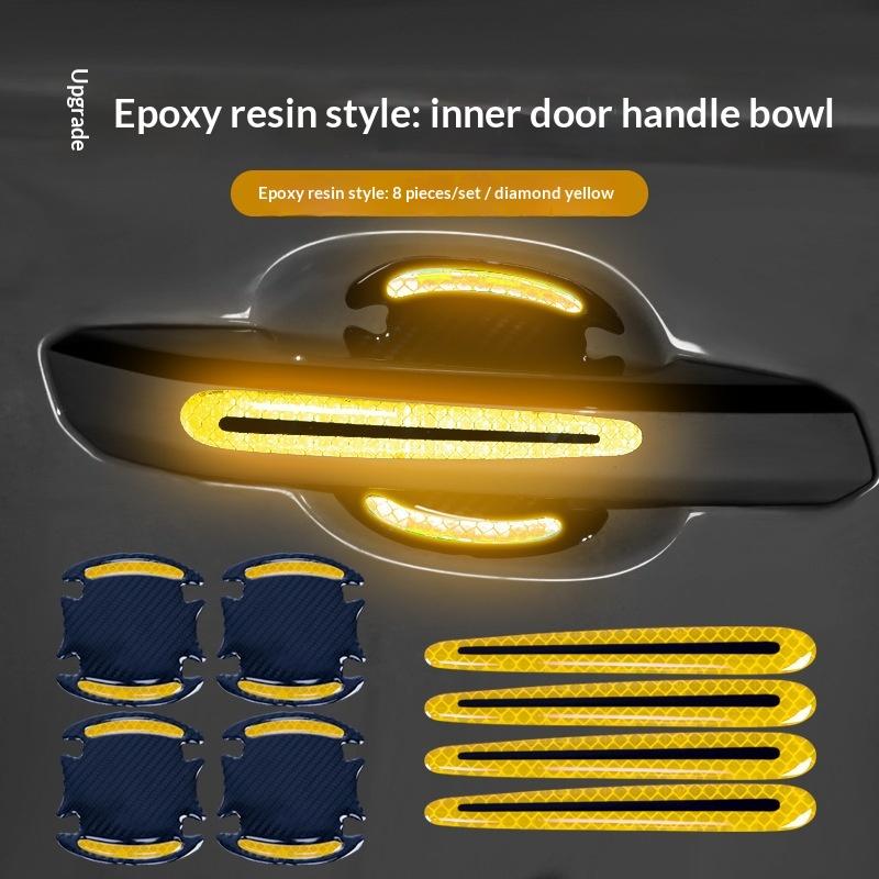 8Pcs Car Door Handle Sticker Protection Sticker Door Handle Paint Surface Anti-Scratch Sticker Car Safety Reflective Strip