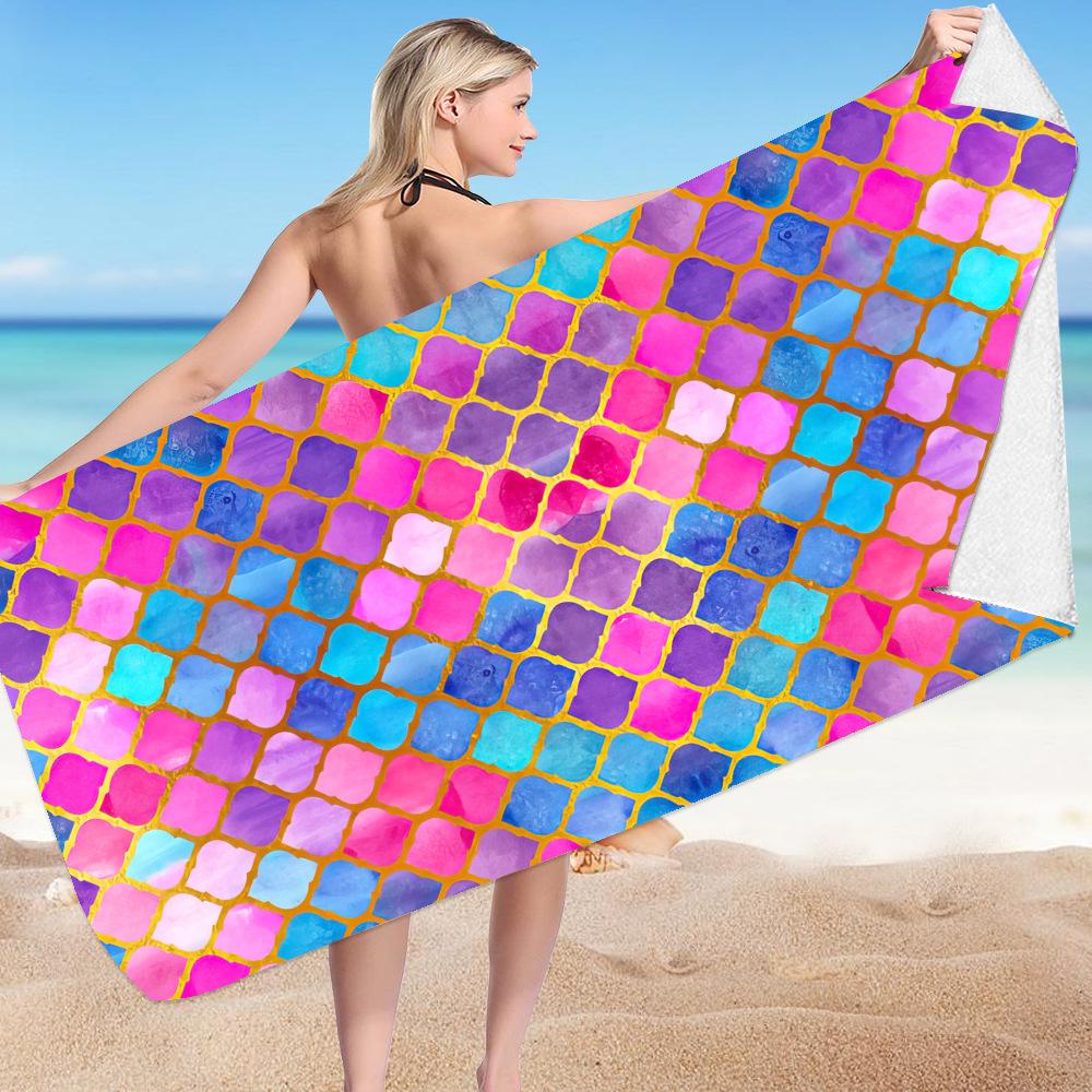 

Purple Butterfly Series digital-printed polyester Superfine fiber double-sided fleece Beach vacation bath towel, beach towel W30*H60(CM)