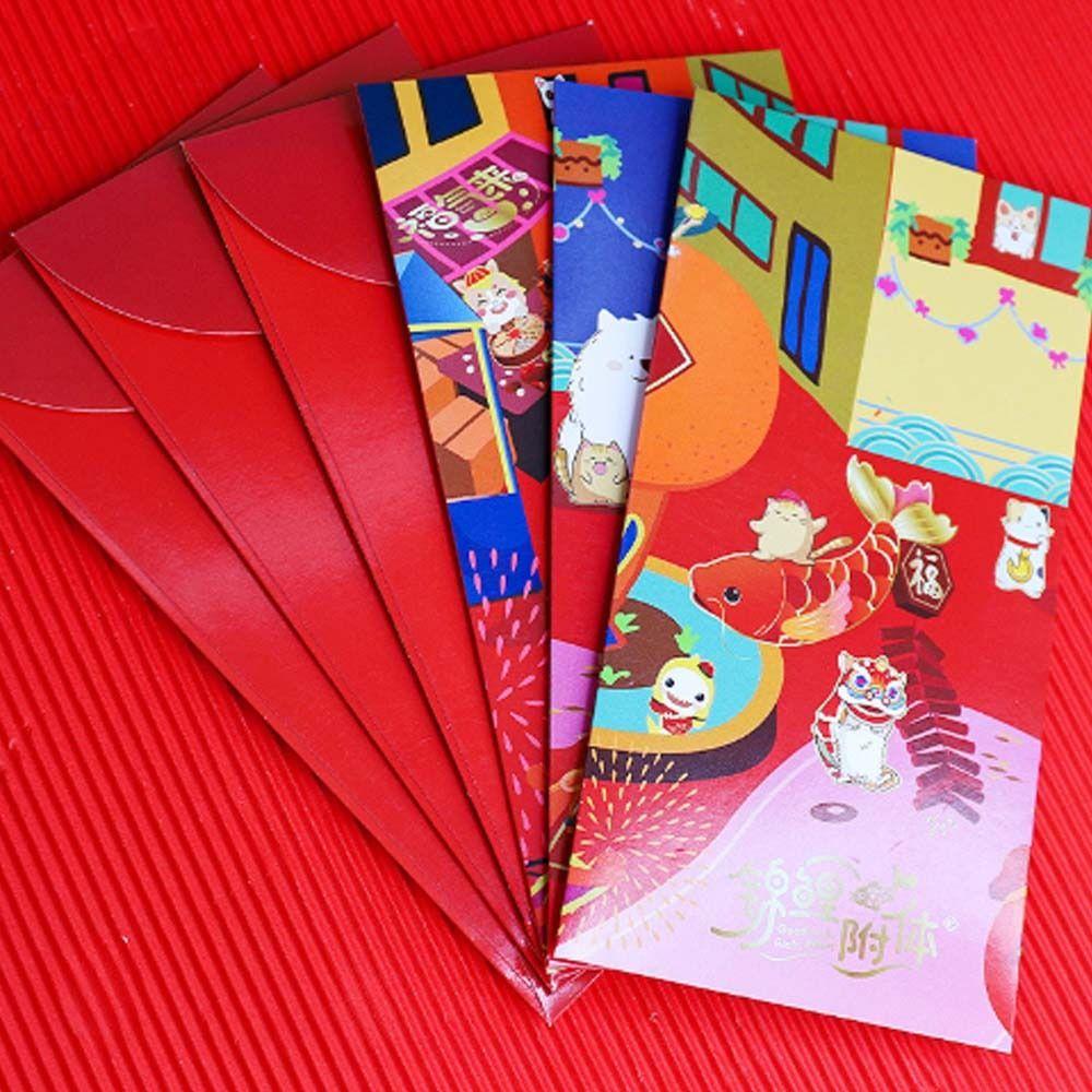 6pcs Cartoon Red Envelope Traditional Red Pocket 2026 Horse Year Money Envelope  Spring Festival