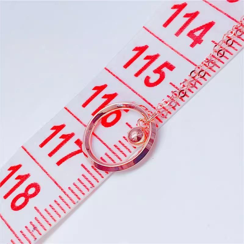 Purple Gold-Plated Rose Gold Round Bead Color Gold Pendant Color Gold Trend Temperament Ring Set Chain Necklace