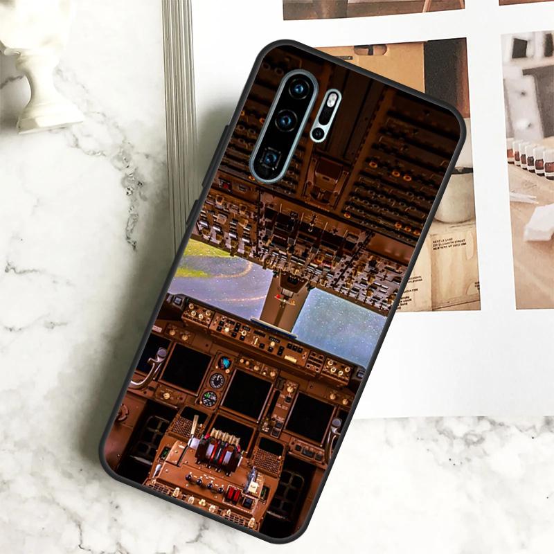 Aviation Aeroplane Pilot Cockpit For Huawei Nova 12i 12s 11i 8i Y73 Y72 Y61 Y91 Y90 Y70 Y60 9 10 SE P30 P40 Lite P60 Pro Case