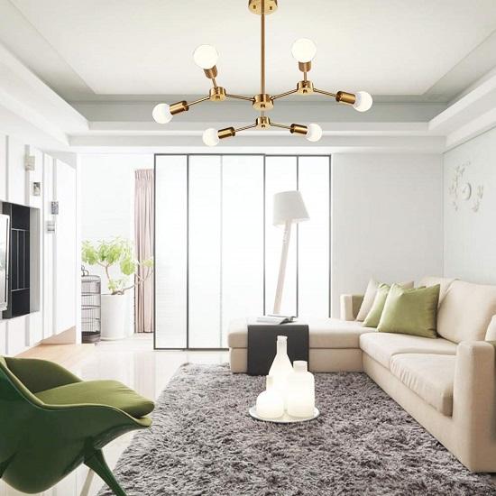 Karniproduction 60 Watts Chandelier Ceiling Light, Brass