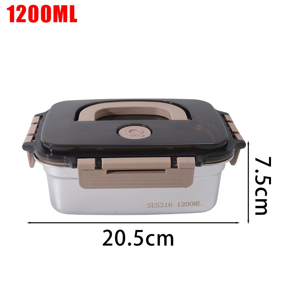 Fresh-keeping Lunch Box with Handle Stainless Steel Leak-proof Bento Bowl Kitchen Dining Storage Containers Camping Food Boxes