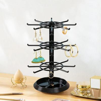 Drehbarer Ohrring-Aufbewahrungsständer Damen-Ohrring-Ausstellungsständer Perlenarmband Hängende Halskette Hand Schmuckbox