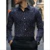 New Printed Shirt for Men In Spring and Summer Lapel Long Sleeve Loose Men's Cardigan Button Splicing Casual Top