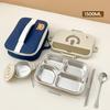 4/5 Compartment 304 Stainless Steel Divided Bento Lunch Box Set For Student Kid Heatable Sealed Lunch Container With Cutlery&Bow