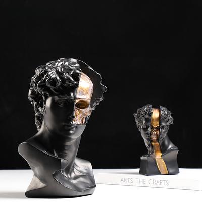 Artigianato in Resina Scultura di Figura Astratta David Statua in Resina Scheletro Dorato Figure Decorative Accessori per la Decorazione della Casa