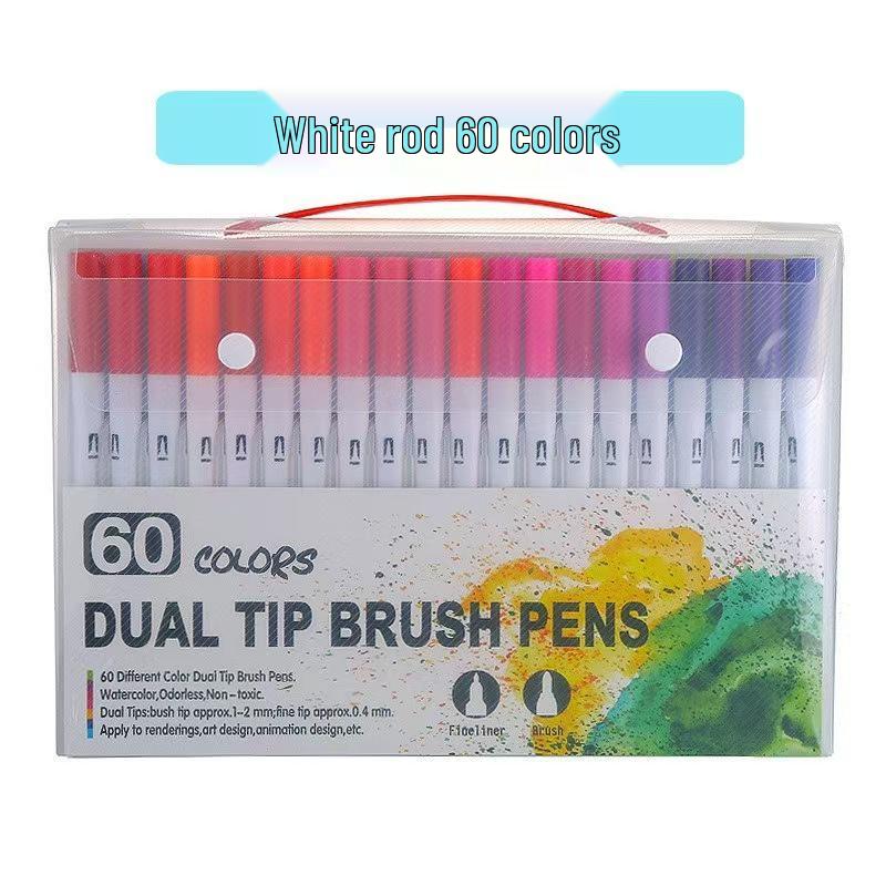 Washable Water-based Double-headed Watercolor Pens for Children - Soft-tip Markers and Brush Set