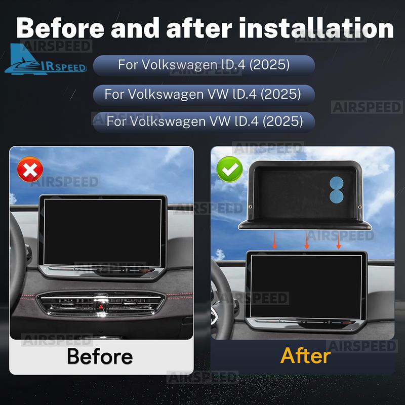 Armaturenbrett-Aufbewahrungsbox LHD RHD für Volkswagen VW ID3 ID4 CROZZ 2025-UP Verstecktes Fach in der Mittelkonsole hinter dem Bildschirm Autozubehör
