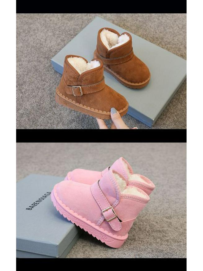 Kids' Winter Snow Boots: Velvet-Lined, Thick Cotton Shoes for Boys and Girls