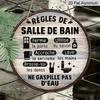 Placa Redonda de Alumínio Francesa Vintage "Regras do Banheiro", 1 Peça, Placa Plana 2D com Tradução em Inglês, Quadro Retrô de Etiqueta para Banheiro Doméstico