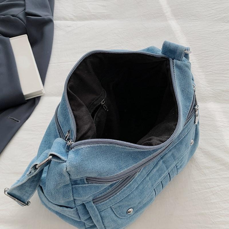 Dámská džínová taška Velkokapacitní crossbody taška Cestovní nákupní taška