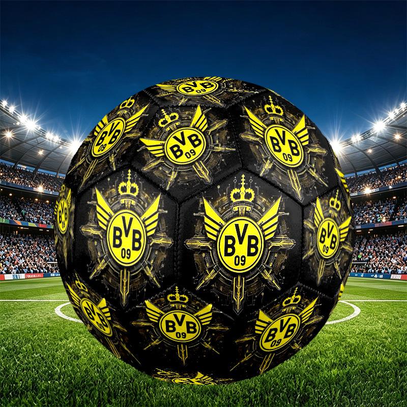 Borussia Dortmund Print Size 5 Soccer Ball, PU Wear Resistant Football for Match Training and Daily Practice, Birthday Gift for Soccer Fans