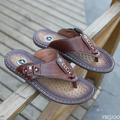 2024 Estate Spiaggia Uomo Infradito Pantofole in Pelle PU Sandali Bassi Maschili Calzature da Esterno Gommate Infradito Scarpe da Spiaggia Uomo Pelle Nuovi