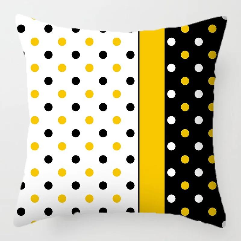 40X40 Yellow Geometric Throw Pillow Case Black Grey Striped Cushion Cover Modern Home Decor For Sofa Living Room Car Chair