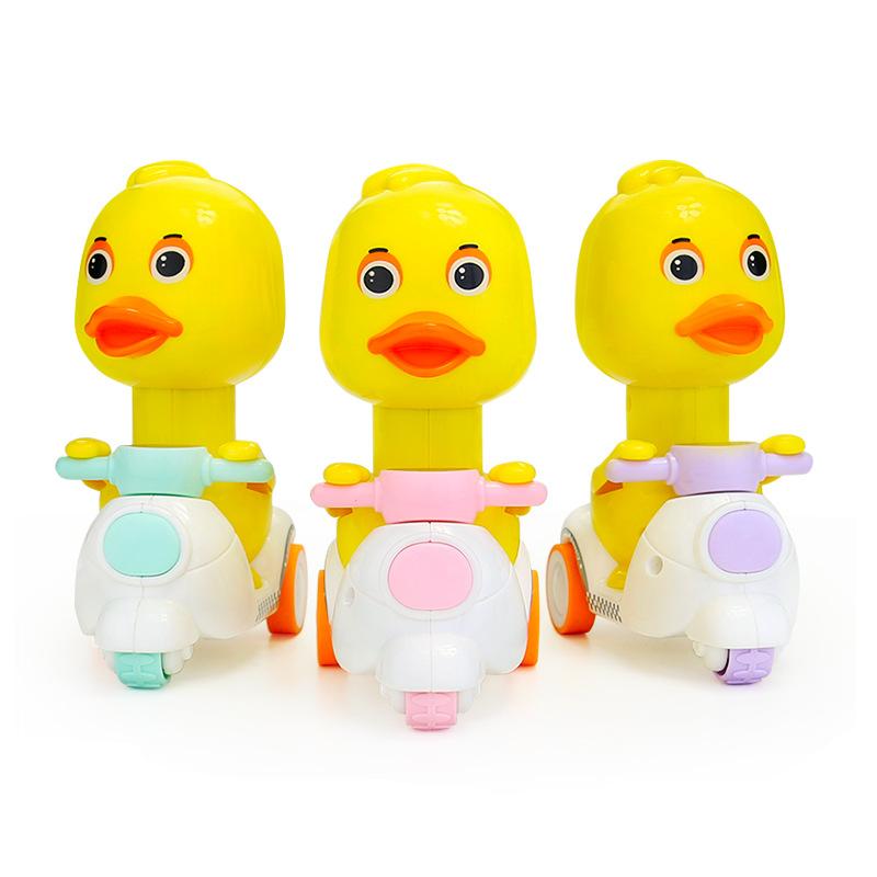 Push The Little Yellow Duck Cartoon Inertia Pull Back Motorcycle Children's Toy