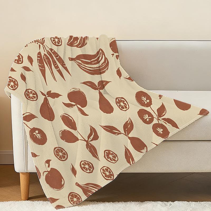 Thick Warm Flannel Blanket Fruit Series, Soft Cozy All-Season Single Blanket for Home/Guest Room, Halloween & Christmas Decor & Practical Use