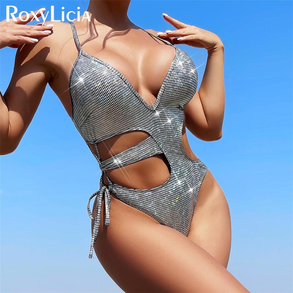 Sexy Asymmetric Plaid Cut Out One Piece Swimsuit Women Swimwear Female Monokini High Leg Cut Bather Bathing Suit Swim Lady