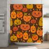 Halloween Pumpkin Shower Curtain, Fall Decorative Bath Mat, Orange and Brown Patterned Fabric Waterproof Bathroom Liner Set for