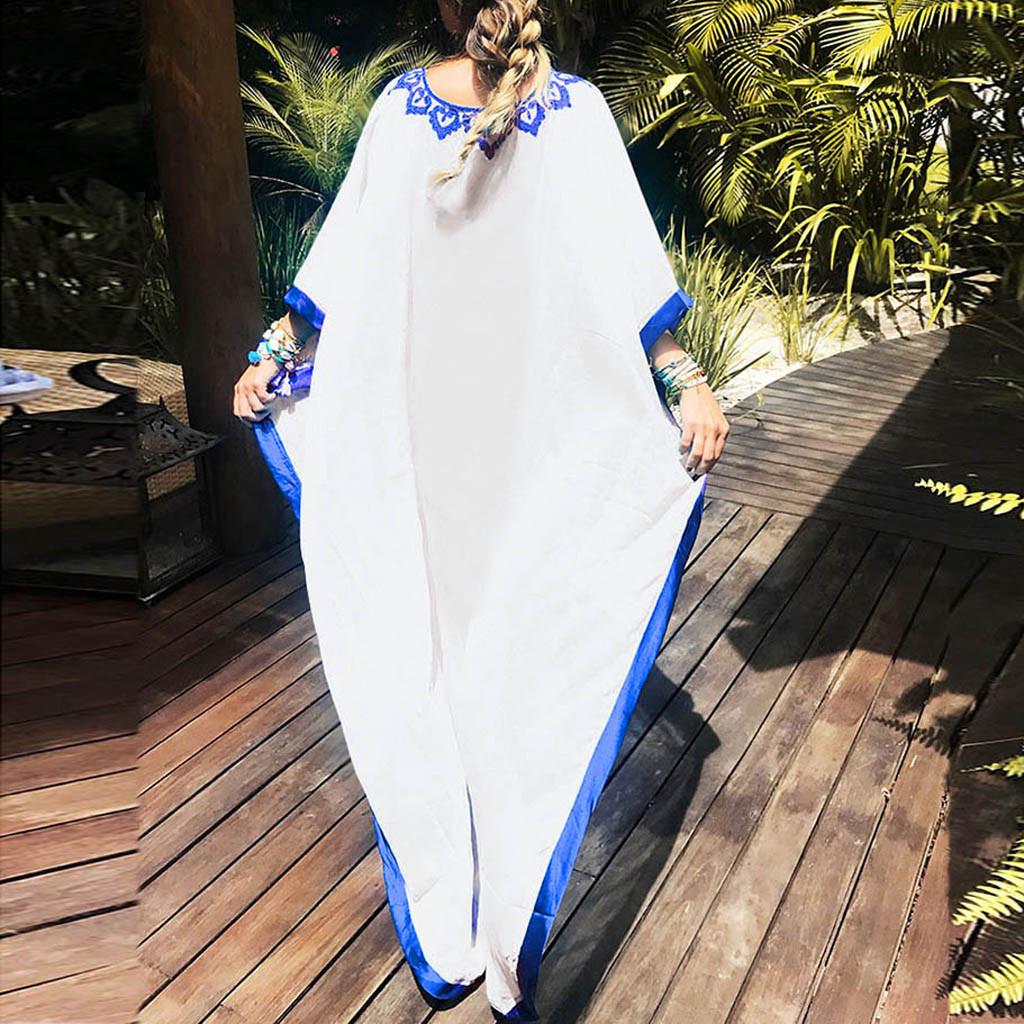 Boho besticktes Sommer-Strandkleid Übergröße Damen Strandmode Überwurf Robe Kaftan