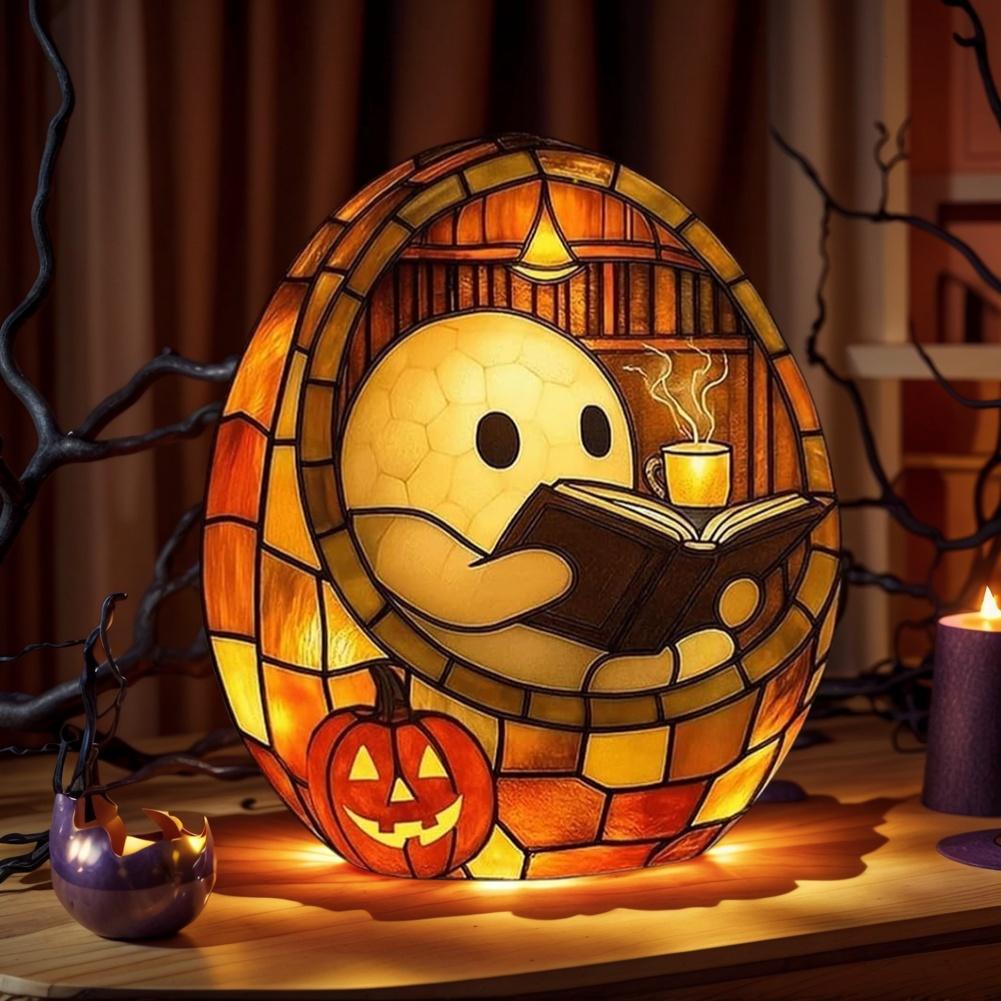 Halloween Ghost Reading Book Night Light Cute Retro Bookish Aesthetic Lamp Ghost Reader LED Light Nightlight Gift Halloween Deco