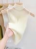 Mesh Knitted Top Women Y2K Tank Top Half Neck Vest Female Sleeveless Sweater Chic Cut Out Streetwear Solid Skinny White Tube Top