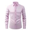 Herren Langarm Slim Fit Hemd mit Knöpfen Uni Schwarz
