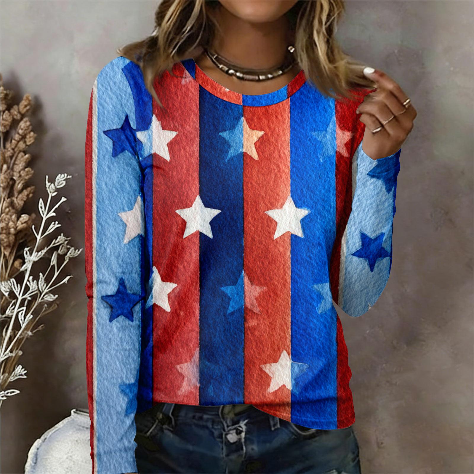 

Women s Long Sleeved Shirt Women s Casual Round Neck Long Sleeve Printed Top XXXL
