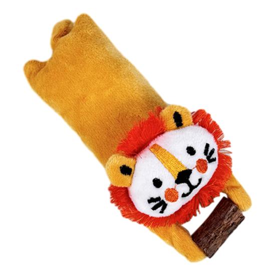 Plush Animal Cat Toy Stuffed Cat Lion with Silver Vine Cat Chew Toy Cute Kitten Teething Toy for Indoor Cats Boredom Relief