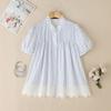ZANZEA Women Casual Turn Down Collar Short Sleeve Lace Splice Stripe Blouse