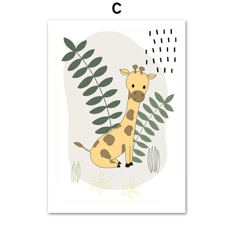 

Лев Слон Жираф Бегемот Обезьяна Лист Детская Настенная Живопись Холст Картина Скандинавские Плакаты И Принты Картины Декор Детской Комнаты 21cm×30cm NoFrame
