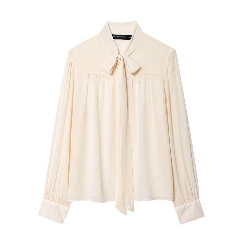 Kaslead New Women Clothes Western Style Versitile Fashion Bow Collar Chiffon Top 1304752