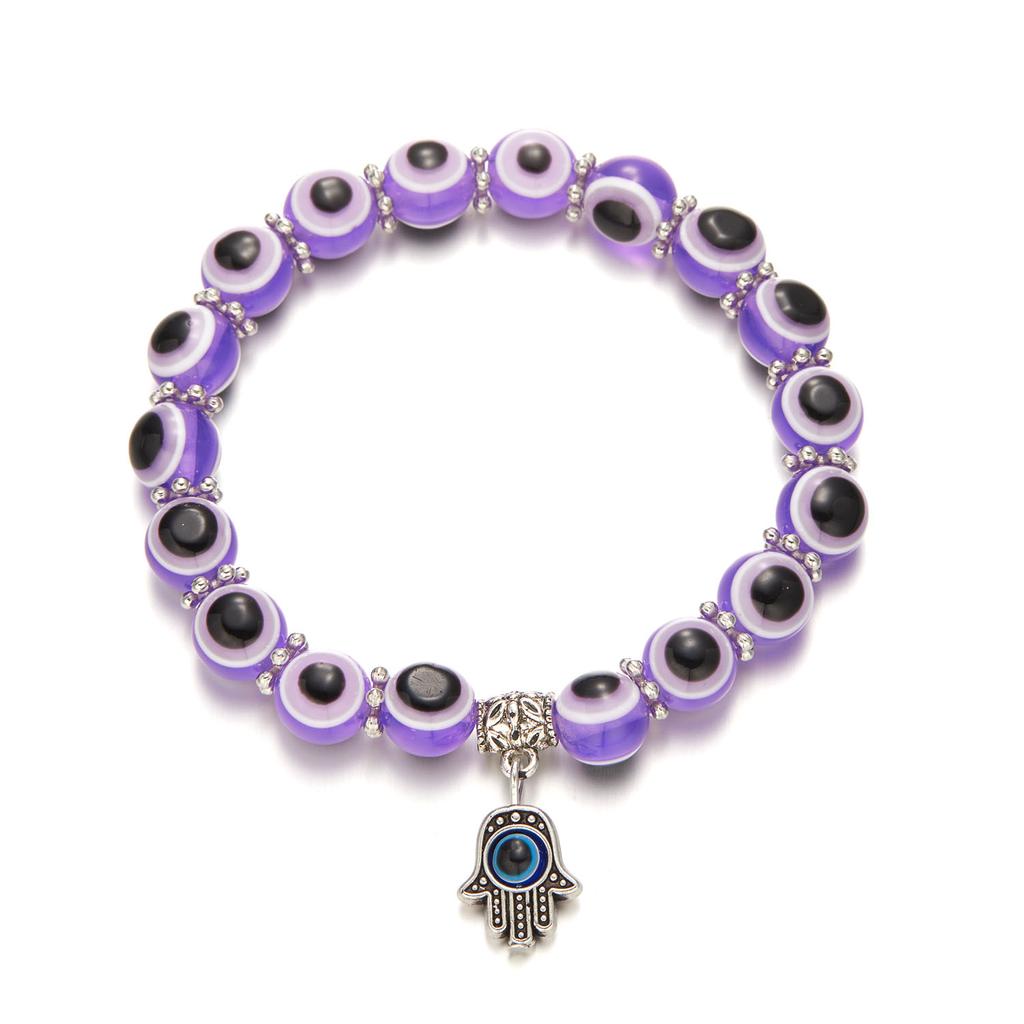 Lucky Turkish Evil Eye Beaded Bracelet 2026 New Design Colorful Eyes Fatima Hand Pendant Bracelets For Women Men Couple Jewelry