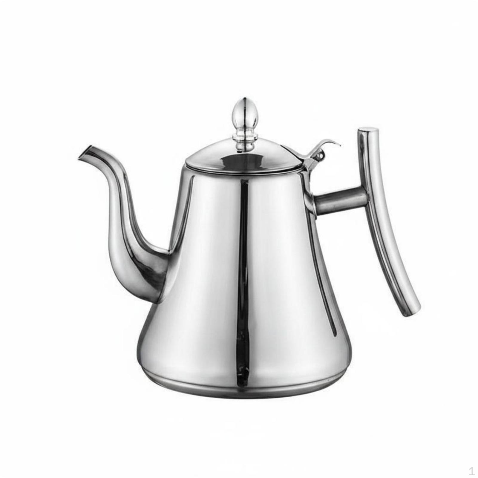 Indukční konvice s dlouhou zakřivenou hubicí Nerezová husí krk Zúžené tělo Leštěná Silver 2.0L